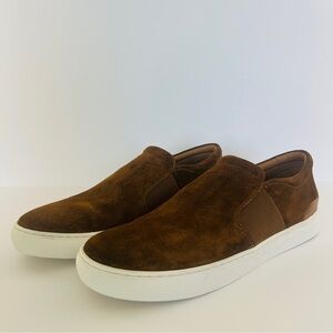 Sheepskin Suede Leather Slip On Sneakers Chocolate Brown 8.5 GUC Modern Prep